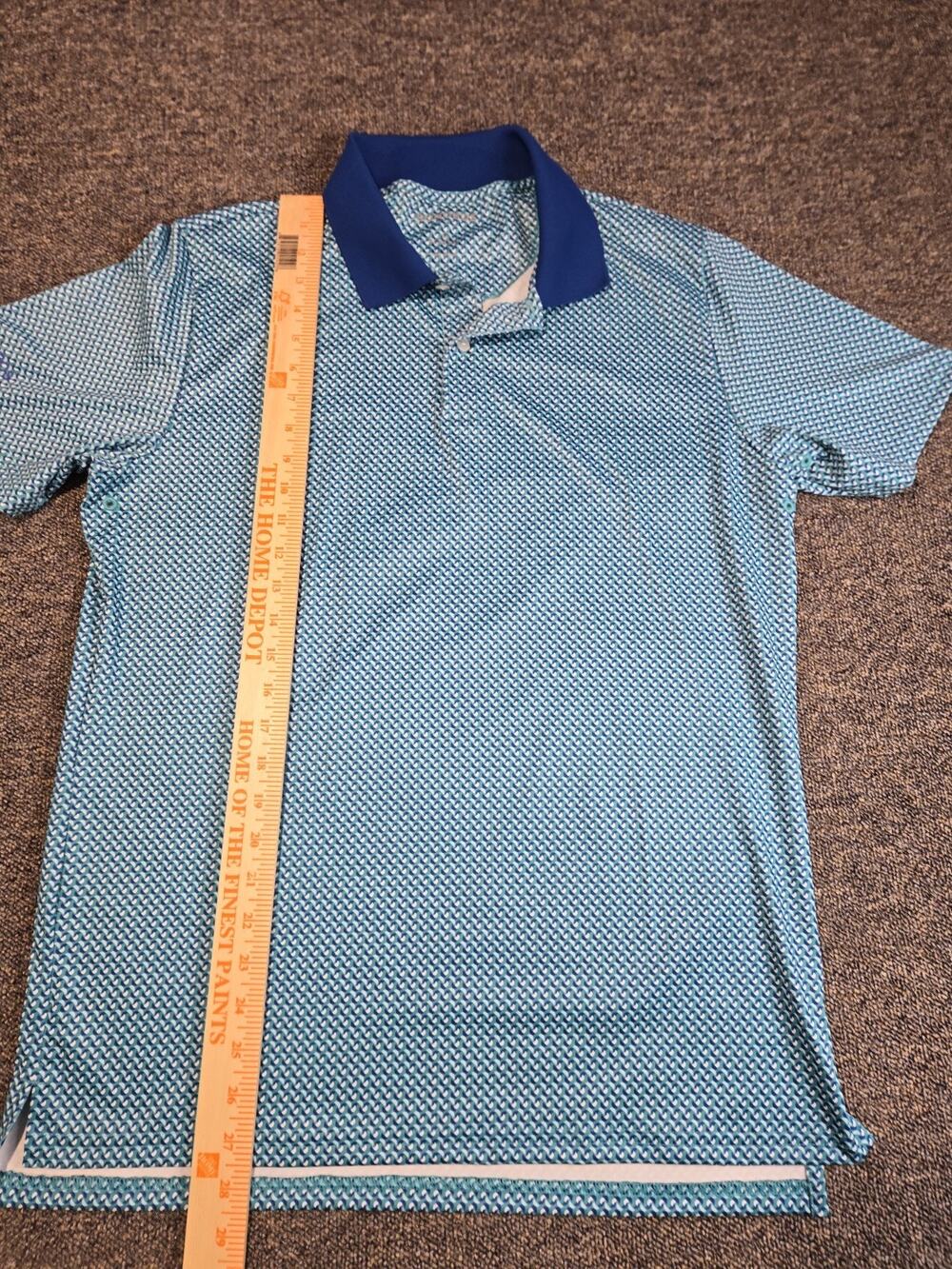 Bonobos Mens Performance Golf Polo Slim Fit Blue Wavy Pattern Medium